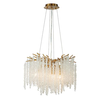 Modern Glam Crystal Chandelier Antique Brass/Polished Nickel Branch Style Pendant Ceiling Light for Dining Room Bedroom