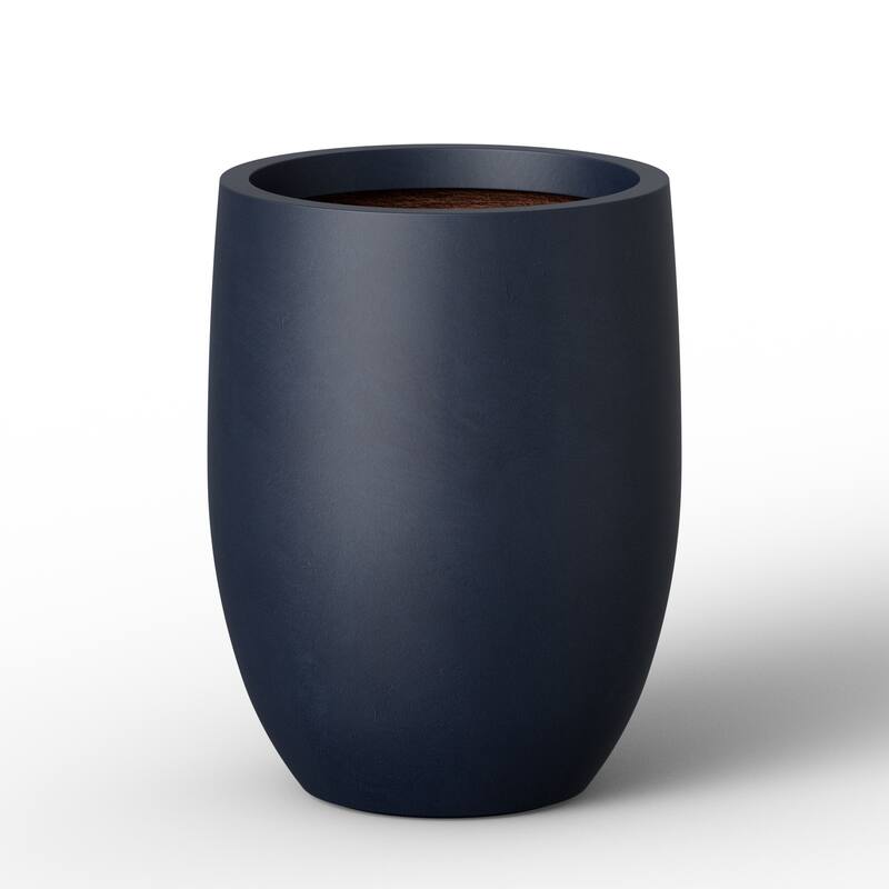 Concrete Round Planter Flower Pot with Drainage Holes - 12.5 x 16.5 - Navy blue(Enhanced Interior)