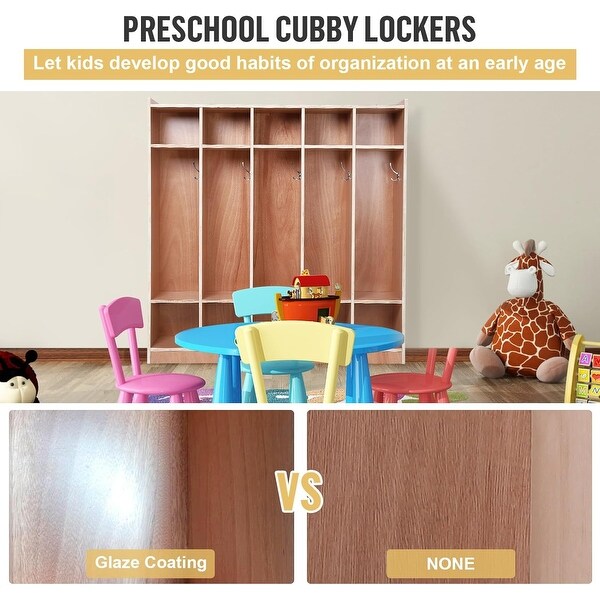 Daycare Cubby with 5-Section Classroom Coat Locker, 10 Cubbies for
