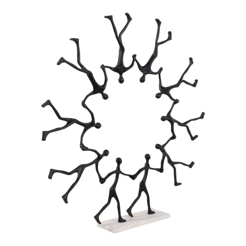 Metal Marble Sculpture with Stone Accents Decorative Art - 31" Black - 31" x 4" x 30.5"