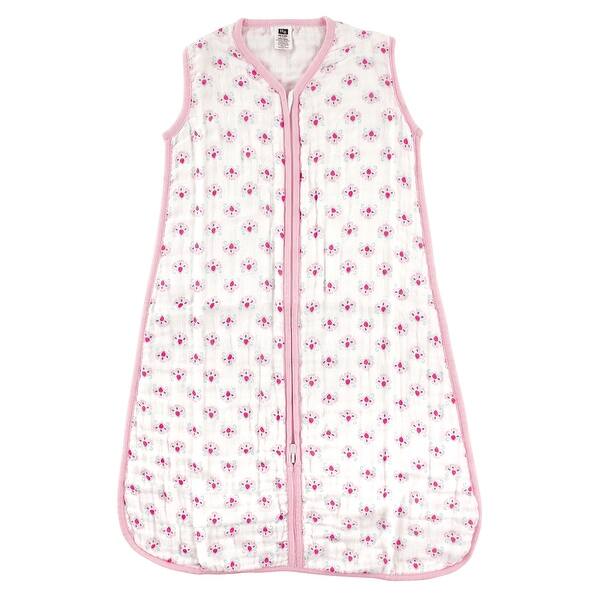 slide 1 of 1, Hudson Baby Infant Girl Muslin Cotton Sleeveless Wearable Sleeping Bag, Sack, Blanket, Flower 0-6 Months - Flower
