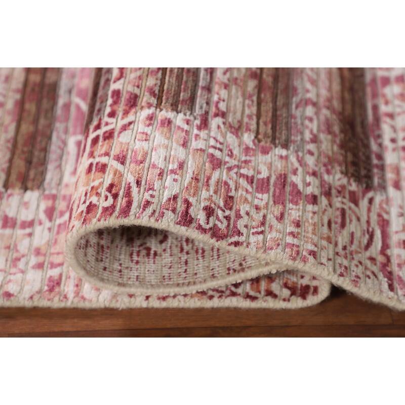 Striped / Modern Abstract Accent Rug Hand-Knotted Wool Carpet - 2'8"x 4'10"