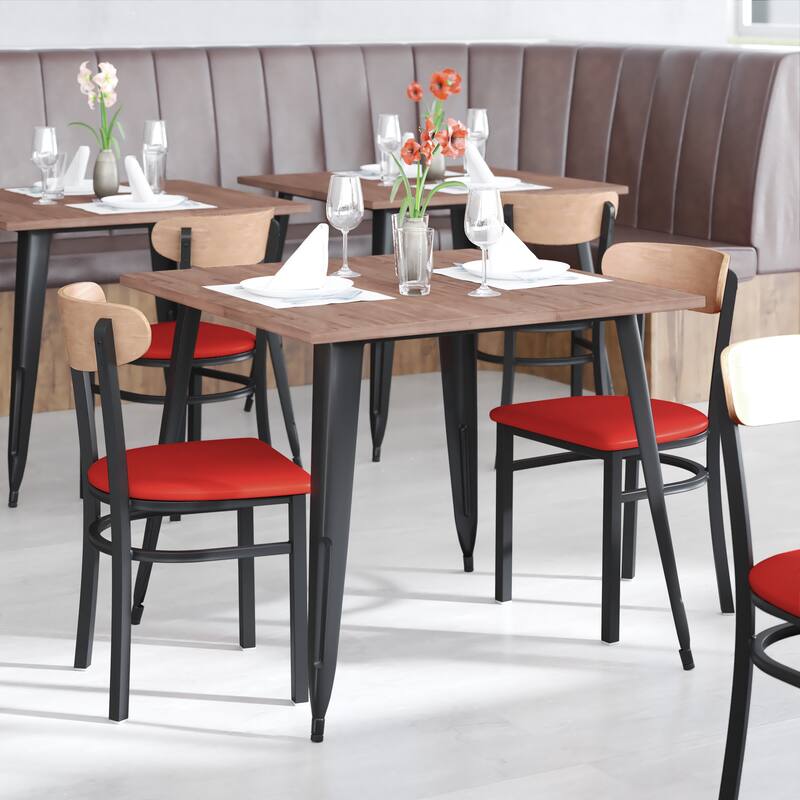 2PK Commercial Metal Dining Chairs with Boomerang Back