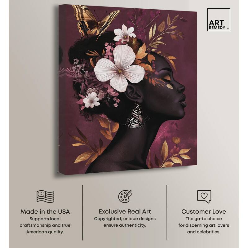 She Blooms in Darkness I Canvas by Art Remedy, Gallery Wrapped