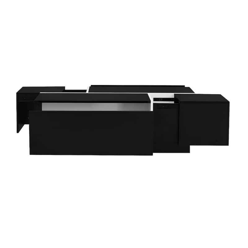 47.2''-72.7'' Extendable Coffee Table, Multi-Functional Coffee Table, Coffee Table with 2 Hidden Storage Space and 2 Drawers
