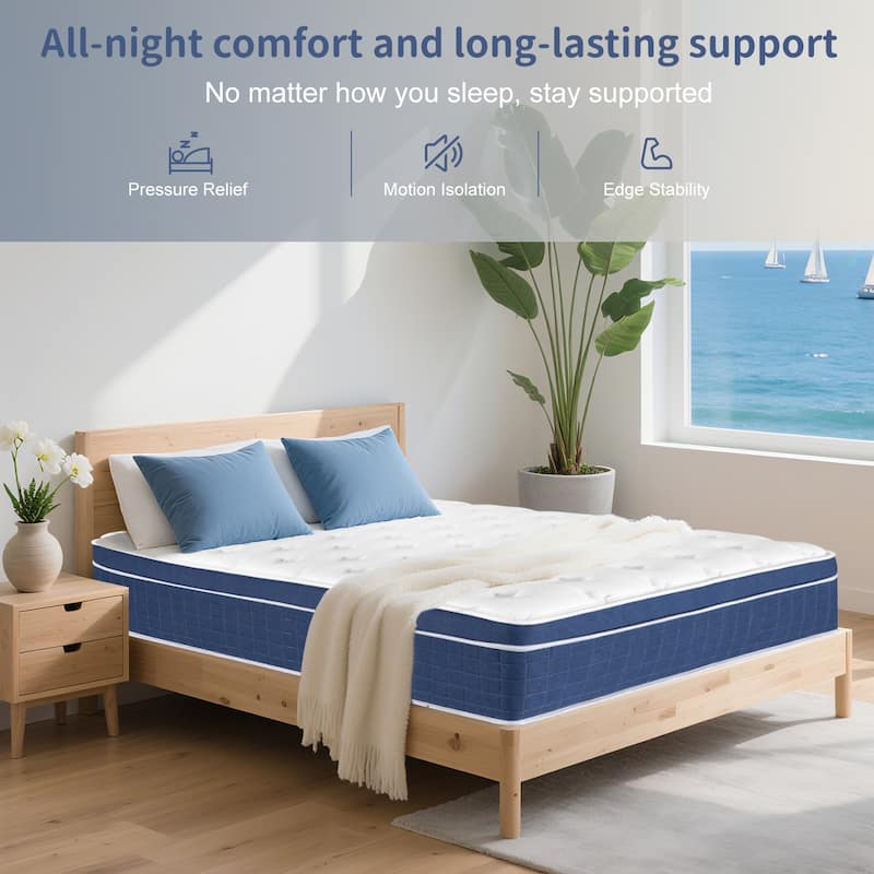 12" Queen Size Hybrid Mattress,Memory Foam,Pocket Springs,Medium Firm