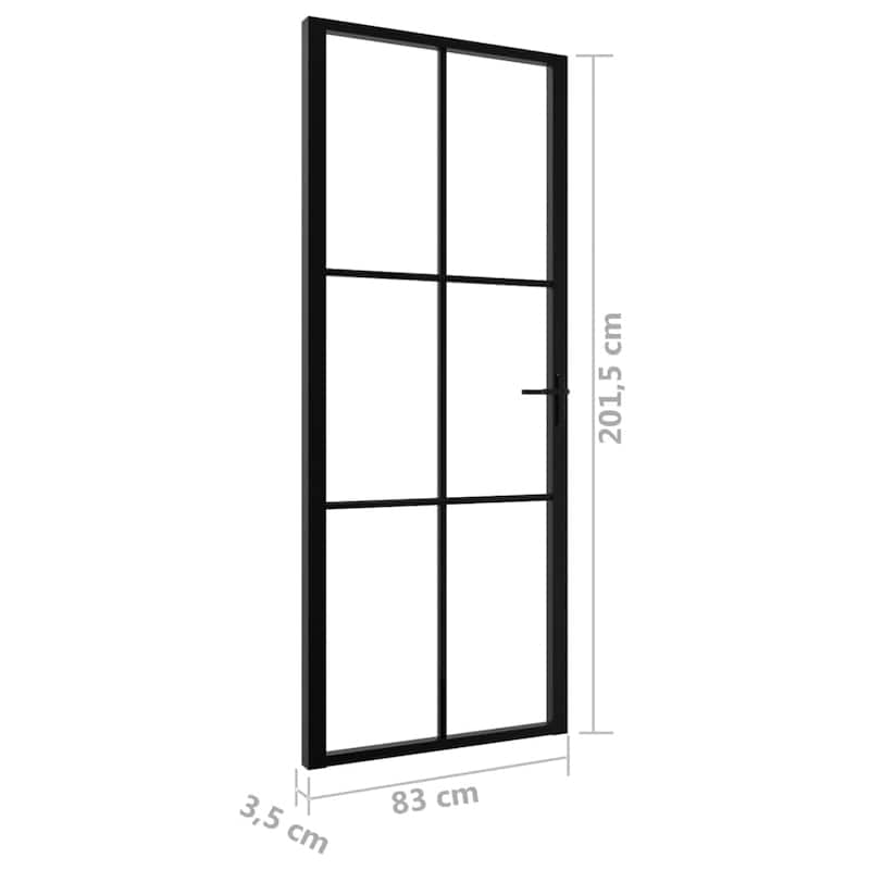 vidaXL Glass Door Interior Door with Alloy Handle ESG Glass and Aluminum Black