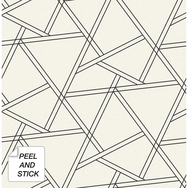 NextWall Railroad Geometric Peel and Stick Removable Wallpaper - 20.5 in. W x 18 ft. L - 20.5 in. W x 18 ft. L - Pearl & Ebony
