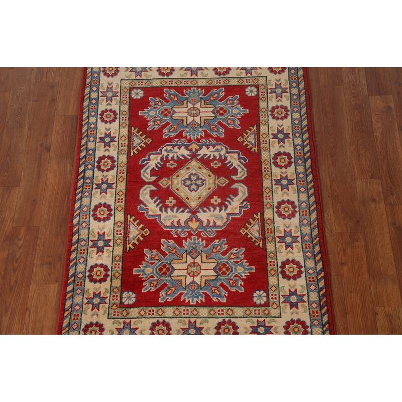 Traditional Red Kazak Accent Rug Hand-Knotted Wool Carpet - 2'8" x 4'1"