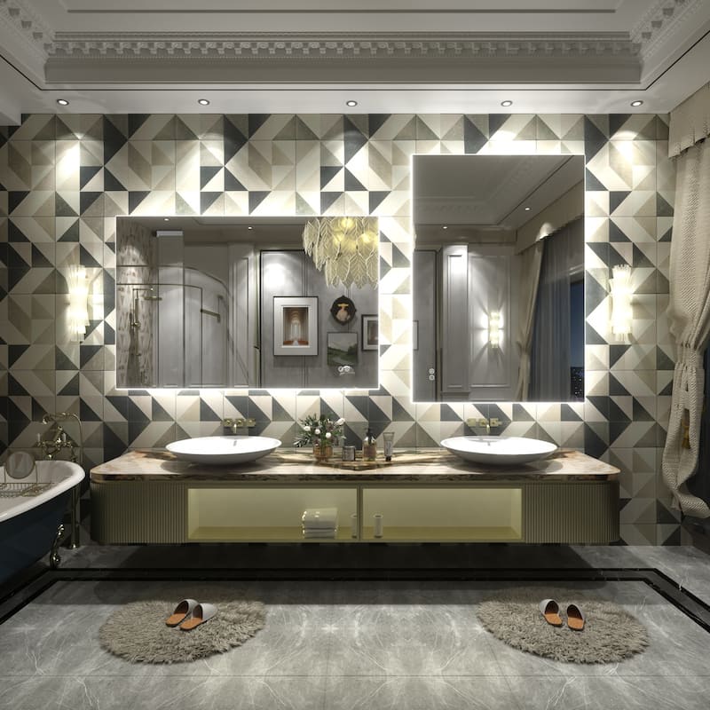 Frameless Anti-Fog 3 Colors Dimmable LED Backlit Wall Bathroom Vanity Mirror