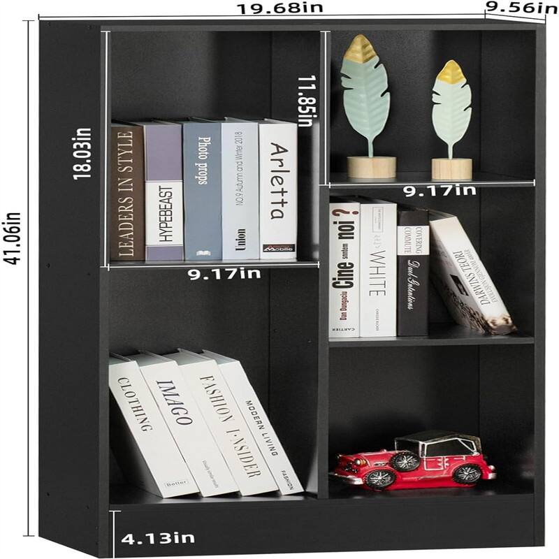 5 Cube Bookshelf Small Modern Horizontal Bookcase - 9.56"D x 19.68"W x 41.06"H