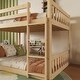 preview thumbnail 4 of 5, Twin Over Twin Floor Bunk Bed with Climbing Ramp and Dual Ladders, Sturdy Pine Wood Frame with Safety Guardrails