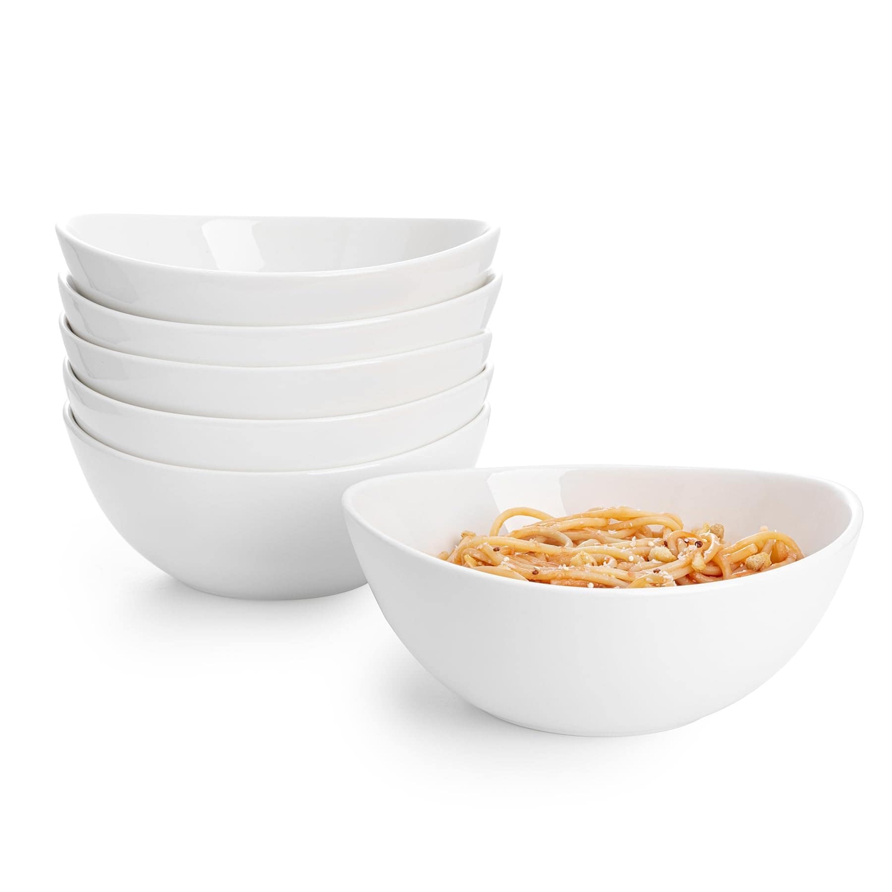 7 Inch Porcelain 28 oz Bowls Set of 6, for Soup Cereal Pasta Salad