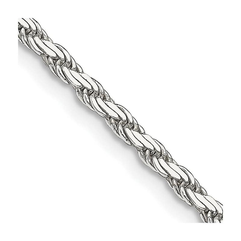 Curata 925 Sterling Silver 2.50mm Flat Rope Chain Necklace