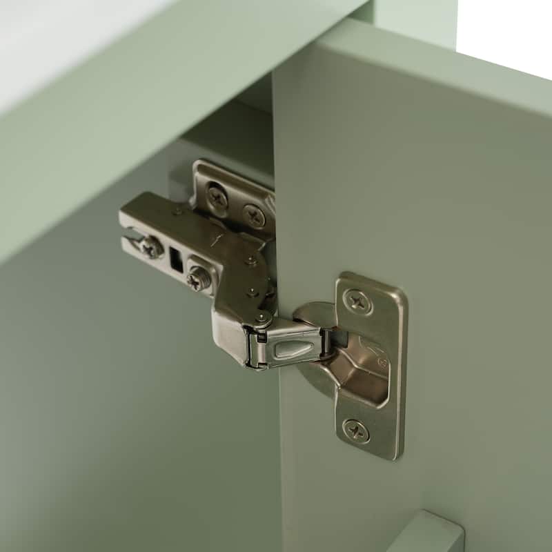 Bathroom Vanity with Sink, Small Bathroom Cabinet with Storage Racks, Single Basin Vanity Set with Soft-Close Door
