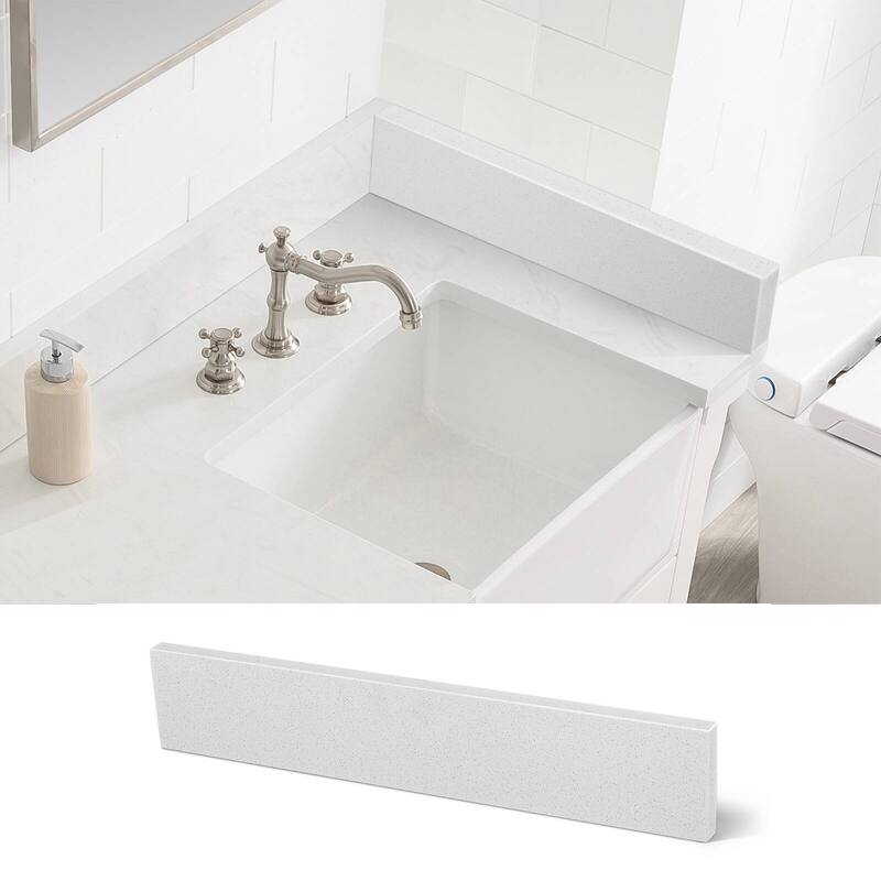 21 inch W Quartz White Stone Vanity Top Side Splash