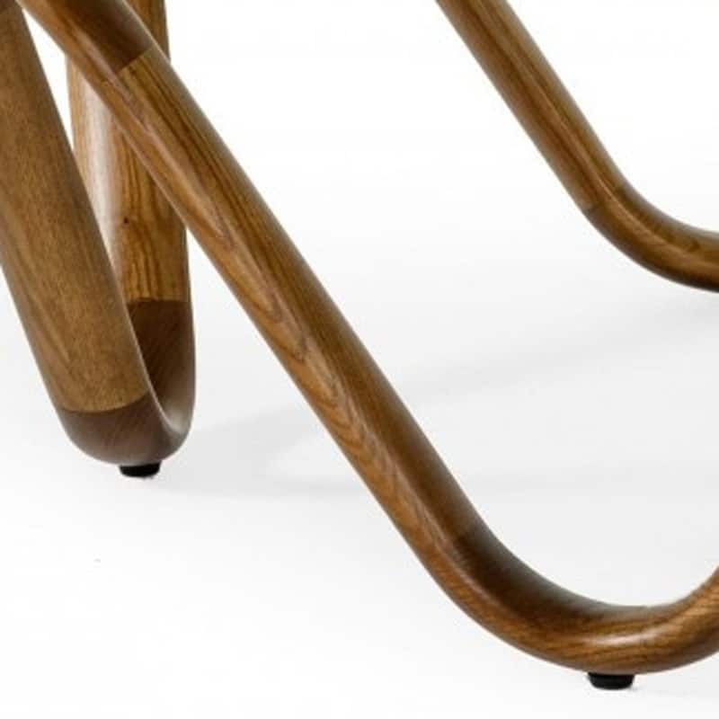 HomeRoots 45" Walnut And Clear Glass Abstract Wood Round Coffee Table - 45 x 45 x 15