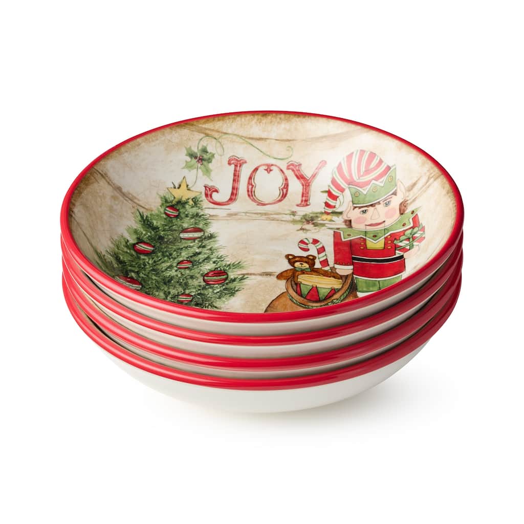 Certifed International Nutcracker Parade Set of 4 Soup/Cereal Bowls 9" x 2" 4 Assorted Designs - 9 L x 9 W x 2 H