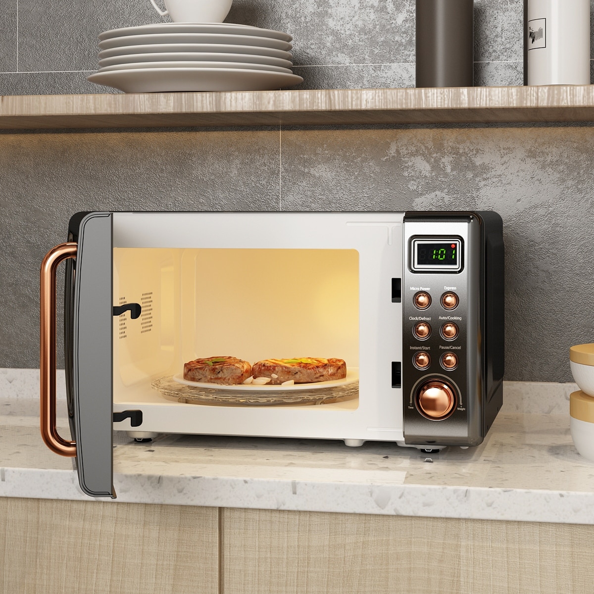 White and rose gold microwave argos shop