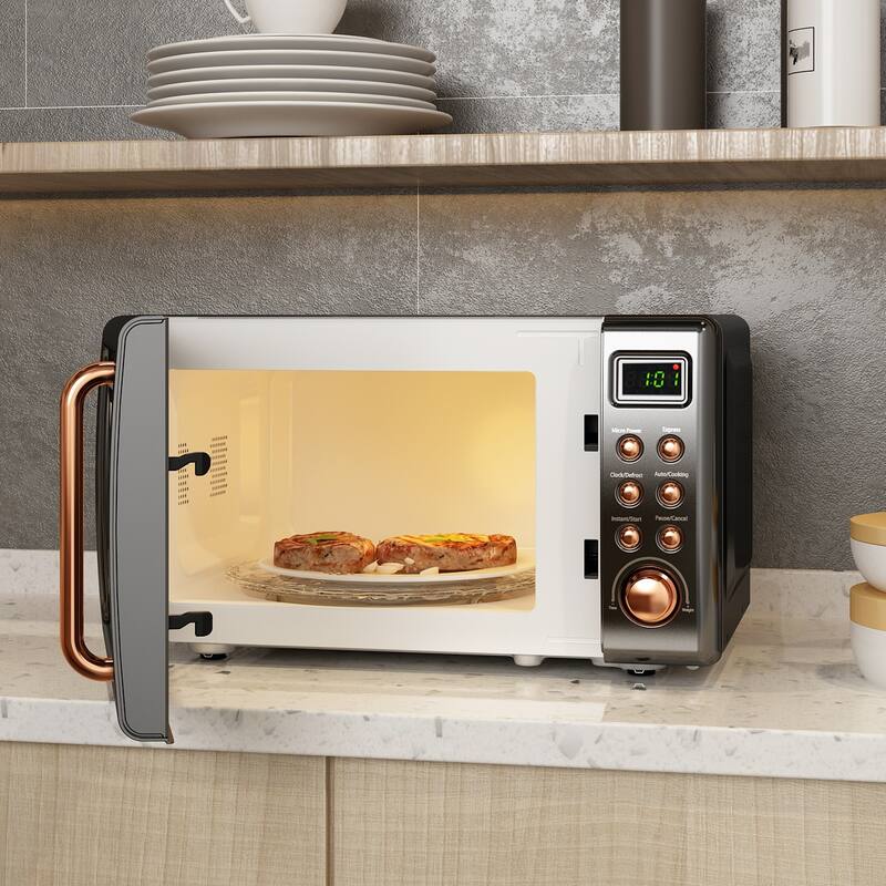Costway 0.7Cu.ft Retro Countertop Microwave Oven 700W LED Display