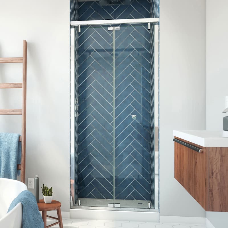 DreamLine Butterfly 34-35 1/2 in. W x 74 in. H Semi-Frameless Sliding Bi-Fold Shower Door - Chrome