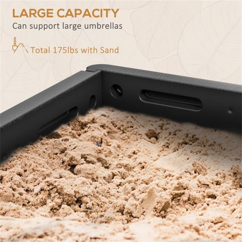 3 in 1 Outdoor Umbrella Base with Coffee Table and Planter Box Heavy Duty Sand Fillable Fits 1.5 to 1.9 Inch Poles
