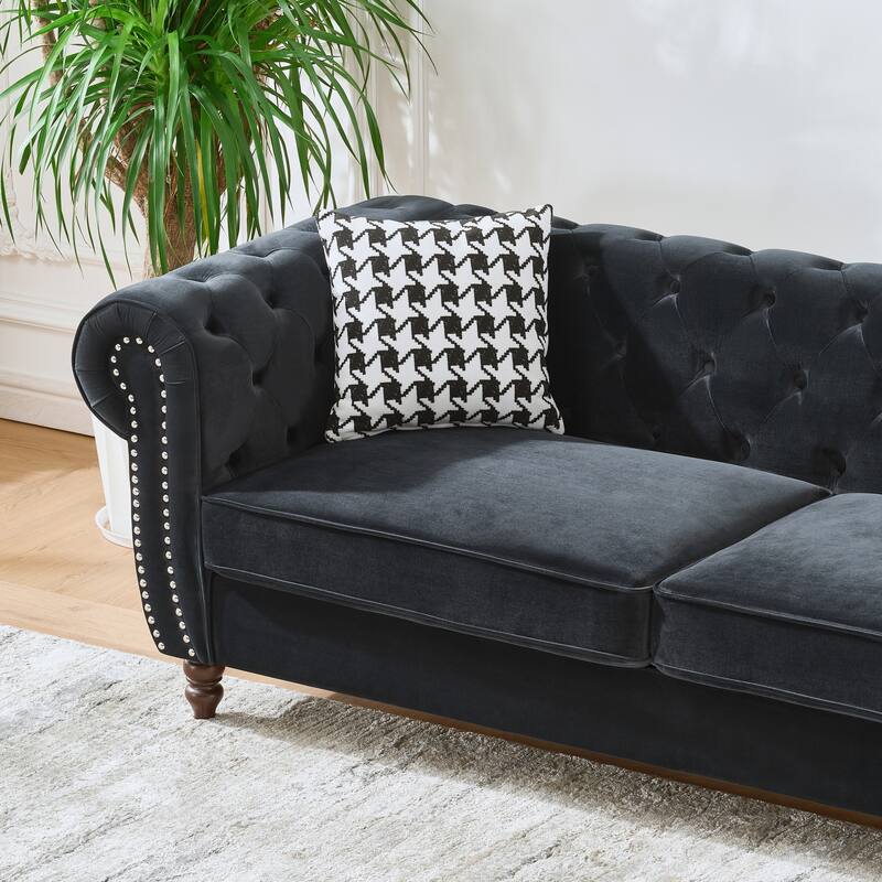 Velvet 3 Seater Lounge Couch Deep Seat Chesterfield Sofa
