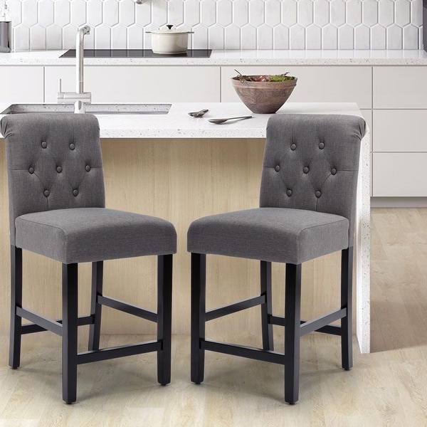 24 inches Fabric Counter Height Bar stools Upholstered Button