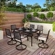 preview thumbnail 1 of 13, 7-Piece Metal E-coating Patio Dining Set of 6 Swivle Chairs and 1 Metal Framed Table Black