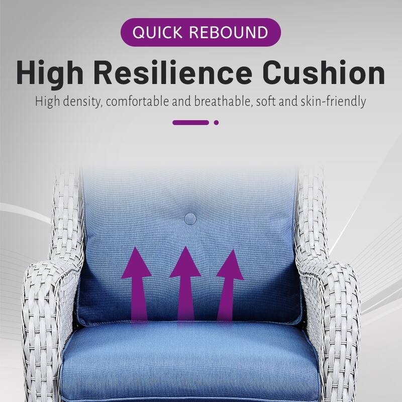 ArcoBay Wicker PE Rattan Outdoor Patio Swivel Glider Chairs with 4'' Olefin Cushions (2-Pack)