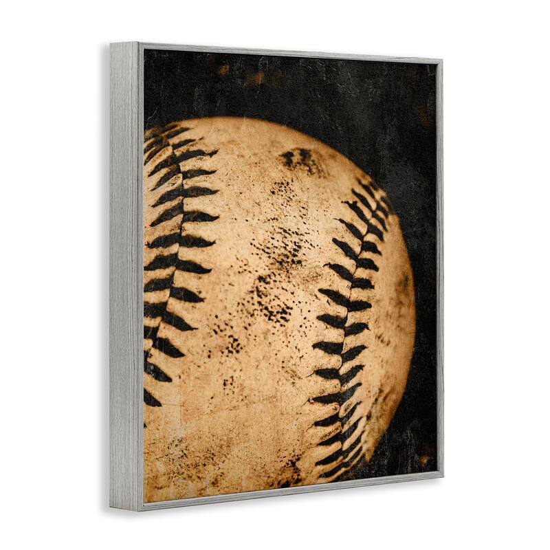 Stupell Vintage Baseball Close Up Framed Giclee Art Design By Kim Allen