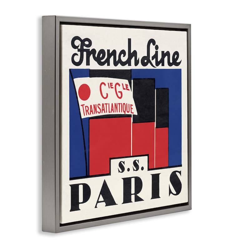 Stupell SS Paris Vintage Banner Framed Floater Canvas Wall Art Design By Phillipa Katz