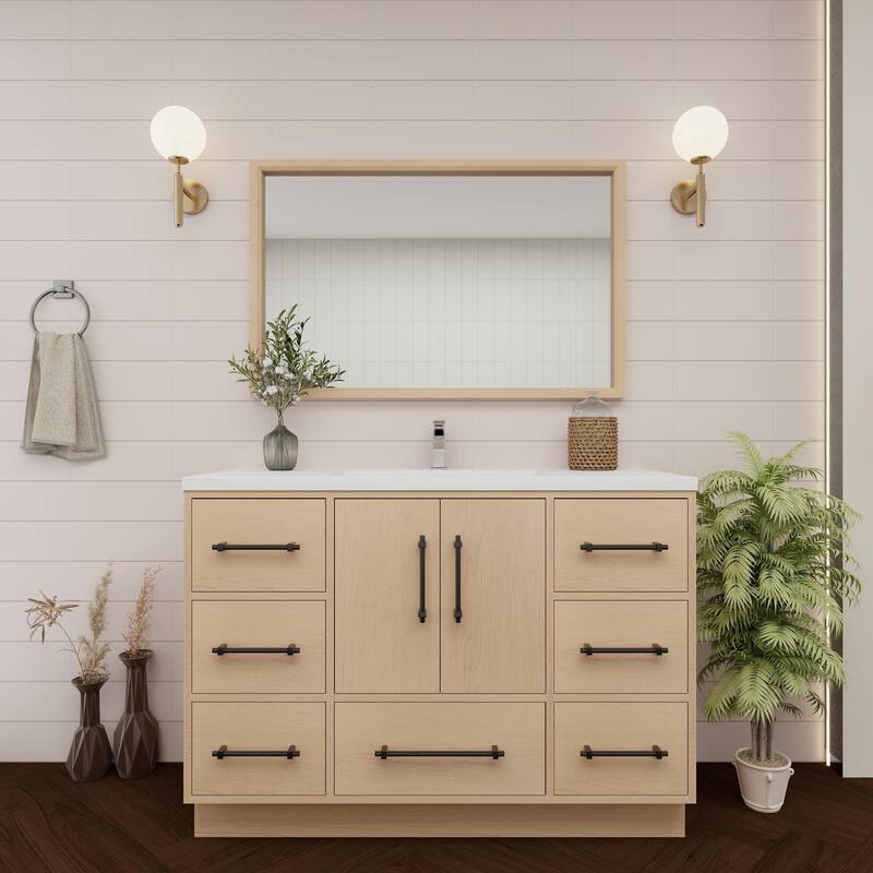 Victoria 48'' Freestanding Vanity with Reinforced Acrylic Sink - 47.5 - Oak Finish - Yellow Oak