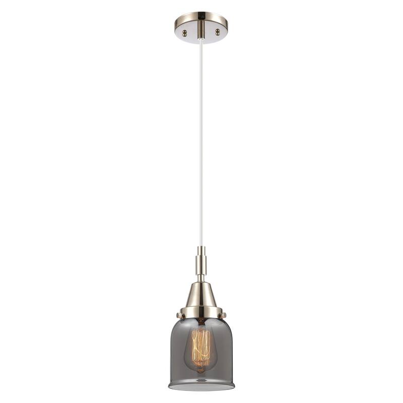 Innovations Lighting Downtown Urban - Caden Bell - 1 Light 5" Cord Hung Mini Pendant - Polished Nickel/Light Smoke Shade