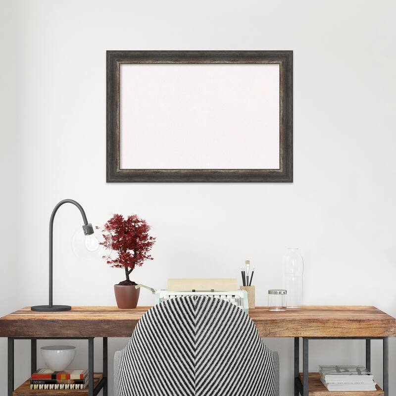 Bark Rustic Char Narrow Framed White Corkboard Bulletin Board