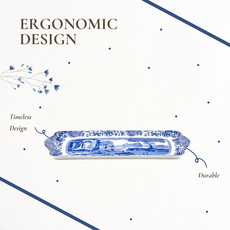 Pimpernel Blue Italian Melamine Sandwich Tray - 15.25" x 6.5"