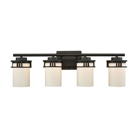 Ravendale 4-Light for the Bath in Oil Rubbed Bronze with Opal White Glass