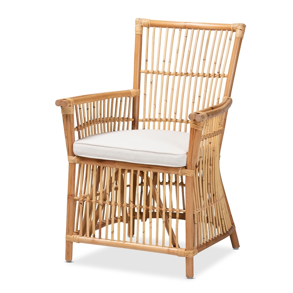 Outdoor rattan patio chair with upholstery
