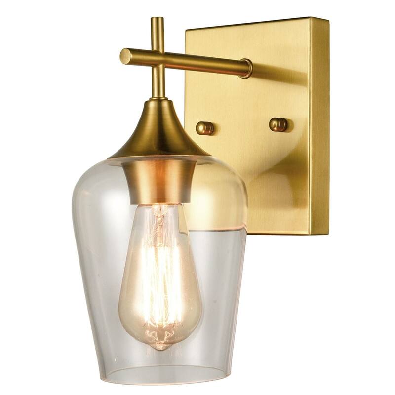 Angers Modern Simplicity 1-Light Clear Glass Wall Sconce Industrial Bathroom Vanity Lighting