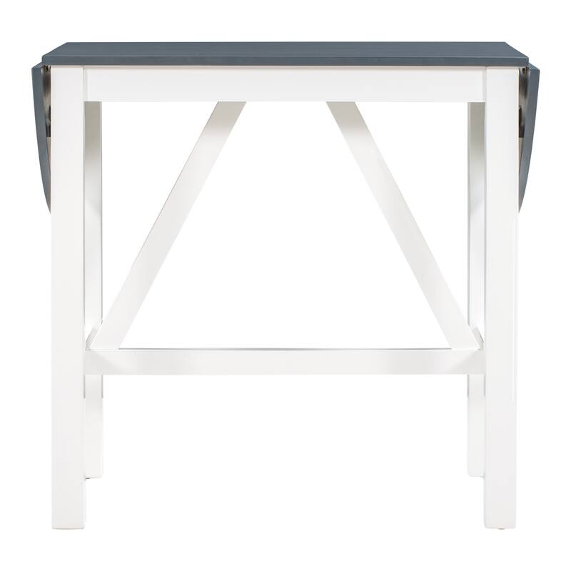 White 3-Piece Wooden Counter Height Dining Table Set with Drop Leaf Table