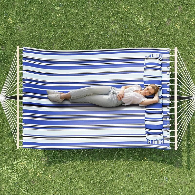Outdoor Portable 475lbs Capacity Double Hammock with Stand for Patio Backyard Poolside