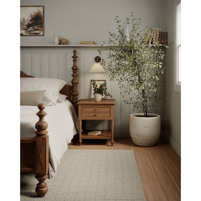 Momeni Oliver Solid Wool and Polyester Hand Loomed Area Rug - 2' 3" x 8' - Natural