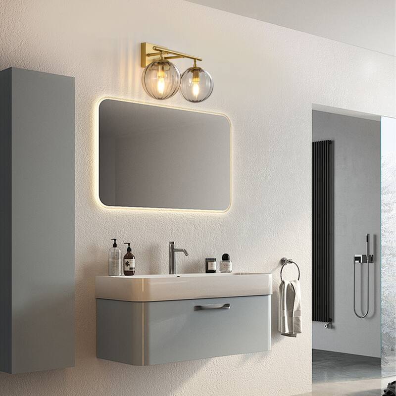 Dimmable Bathroom Vanity Lights with Ribbed Clear Glass Shade Vanity Light Fixture