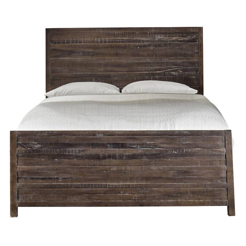 Cas Sengon Tekik Low Profile Panel Queen Bed, Rough Hewn, Brown