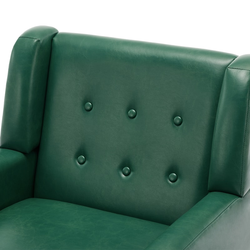 2 Set Modern Tufted Linen Upholstered Accent Chair Faux Leather Armchair