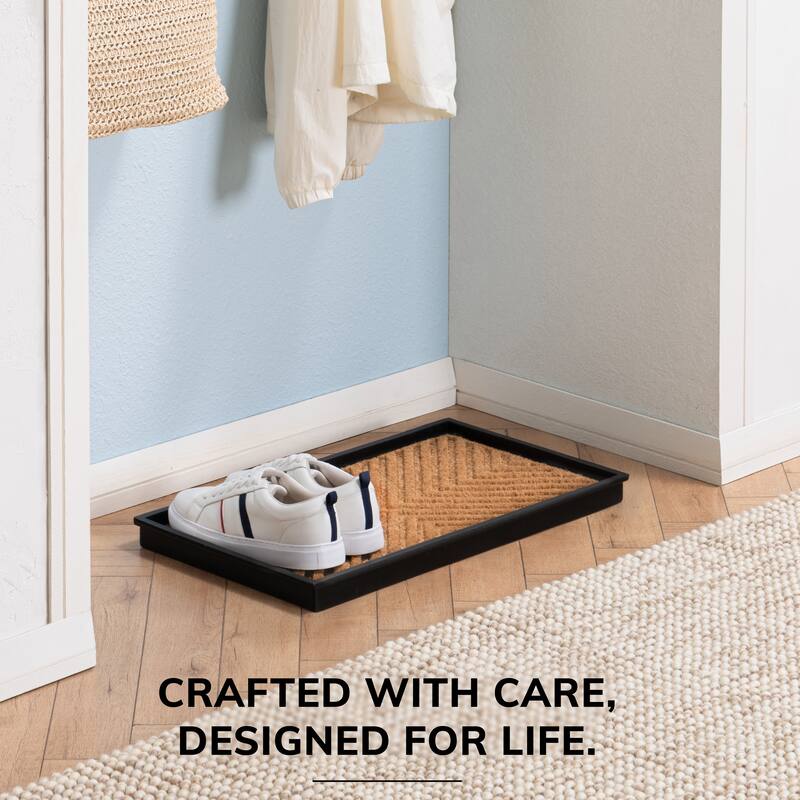 Jani Natural & Recycled Rubber Boot Tray with Cross Embossed Coir Insert