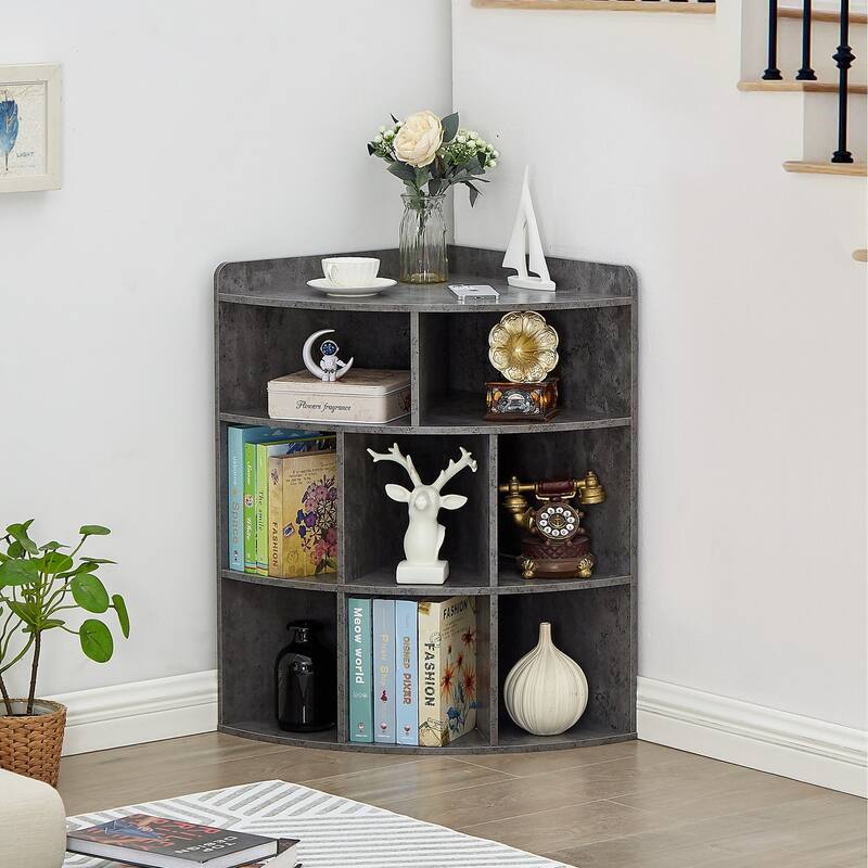 Javlergo 4-Tier Corner Bookcase, 8 Cube Triangle Bookcase Bookshelf Storage Cabinet for Home Office Bedroom Living Room