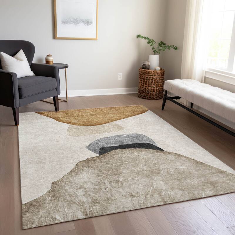Namo Artistic Abstract Weather Resistant Classic Meets Modern Outdoor Rug