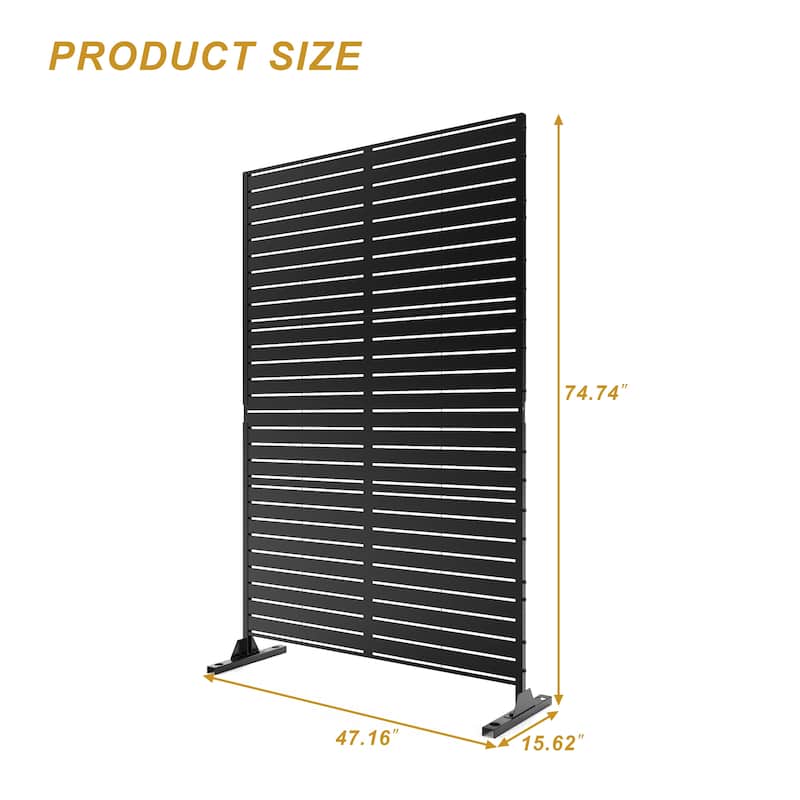 Free Standing Metal Privacy Screen Panel Decorative Outdoor Privacy Screen - 72"H x 47"W