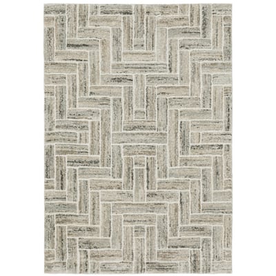 Vista Home Celeste Herringbone Ivory/ Beige Power Loom Rug.